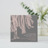 Faire-part de mariage de l'arbre rose et gris (Debout devant)
