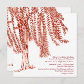 Faire-part de mariage de l'arbre rouge et blanc (Devant / Derrière)