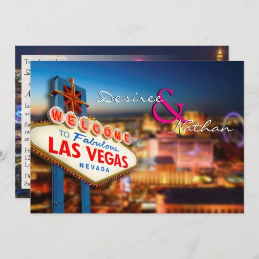 Faire-part de mariage de Las Vegas (Devant / Derrière)