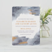 Faire-part de mariage de lavage à l'aquarelle bleu (Debout devant)