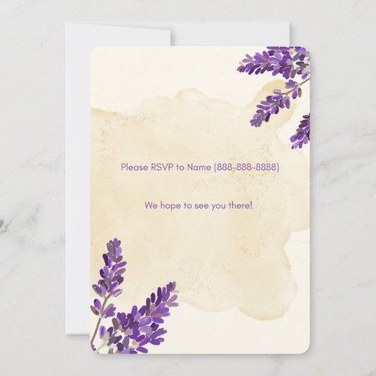 Faire-part de mariage de lavande (Dos)