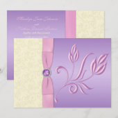 Faire-part de mariage de lavande, de rose et (Devant / Derrière)