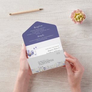 Faire-part de mariage de lavande et de Fleur sauva