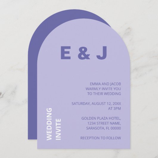 Faire-part de mariage de lavande violette moderne (Devant / Derrière)