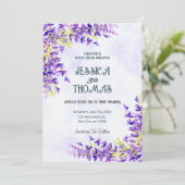 Faire-part de mariage de lave à fleurs aquarelle (Debout devant)