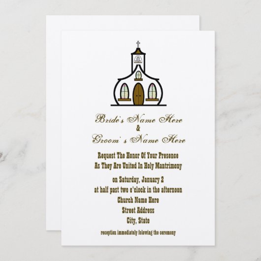 Faire-part de mariage de l'église - De la mariée e (Devant / Derrière)