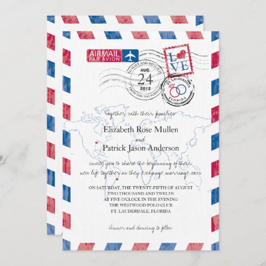 Faire-part de mariage de l'emplacement de l'avion (Devant / Derrière)