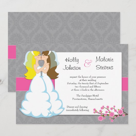 Faire-part de mariage de lesbienne de fleurs de (Devant / Derrière)