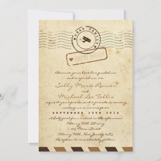 Faire-part de mariage de lettre d'amour (Devant)