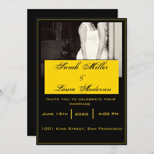 Faire-part de mariage de LGBT (Devant / Derrière)