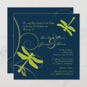 Faire-part de mariage de libellule bleu marine (Devant / Derrière)