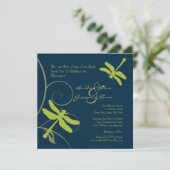 Faire-part de mariage de libellule bleu marine (Debout devant)