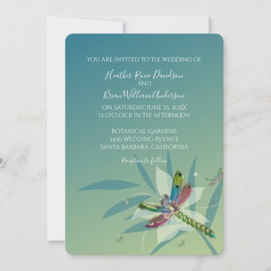 Faire-part de mariage de libellule de repos (Devant)