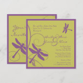 Faire-part de mariage de libellule pourpre (Devant / Derrière)