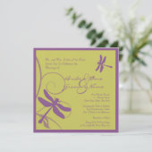 Faire-part de mariage de libellule pourpre (Debout devant)