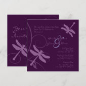 Faire-part de mariage de libellule pourpre foncé (Devant / Derrière)