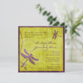 Faire-part de mariage de libellule violette Vintag (Debout devant)