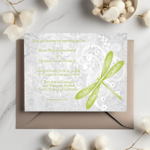 Faire-part de mariage de libellules vertes
