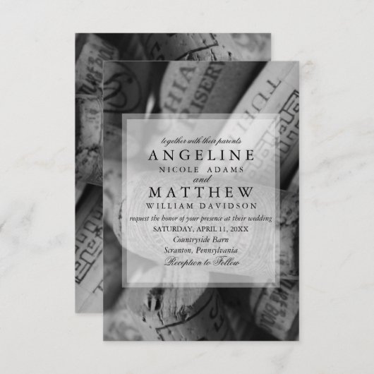 Faire-part de mariage de liège à vin rustique (Devant / Derrière)