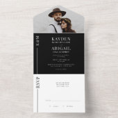 Faire-part de mariage de ligne blanche et noire (À l'intérieur)