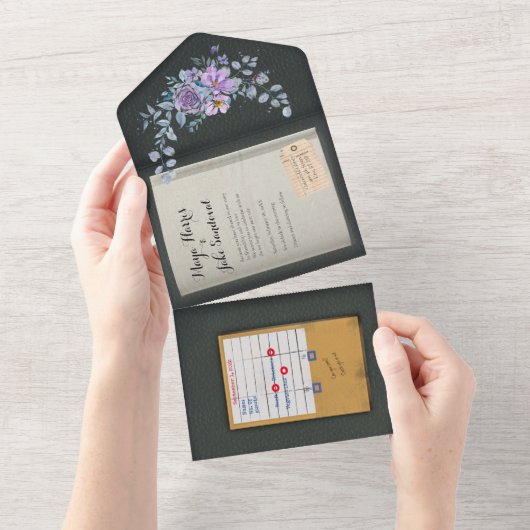 Faire-part de mariage de livre d'aquarelle couleur (Déchirure)