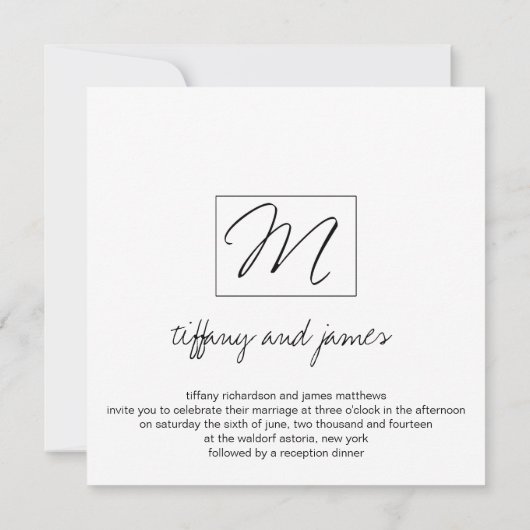 Faire-part de mariage de logo Monogramme moderne (Dos)