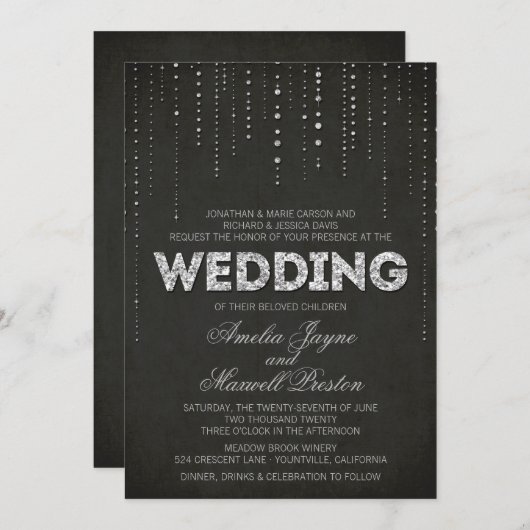 Faire-part de mariage de look Parties scintillant (Devant / Derrière)