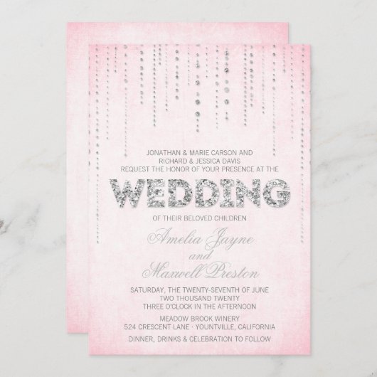 Faire-part de mariage de look Parties scintillant  (Devant / Derrière)