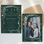 Faire-part de mariage de l'ornement d'ivoire vert