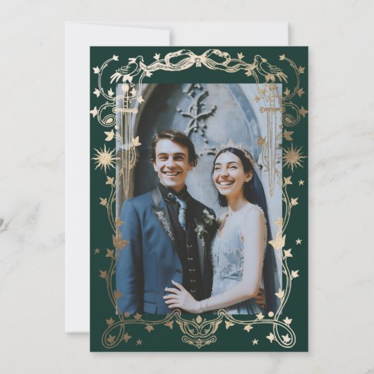 Faire-part de mariage de l'ornement d'ivoire vert  (Dos)