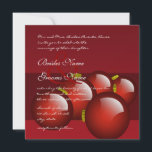 Faire-part de mariage de l'ornement rouge de Noël<br><div class="desc">Cette première invitation ci-dessous a le RSVP inclus au bas de la carte - Carré Fancy Swirl Faire-part de mariage Montré avec la carte noire, mais vous choisissez des couleurs de carte de plus de 200 couleurs - plus de 200 couleurs de police trop et de nombreux styles de polices...</div>