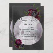Faire-part de mariage de lune florale aquarelle (Devant / Derrière)