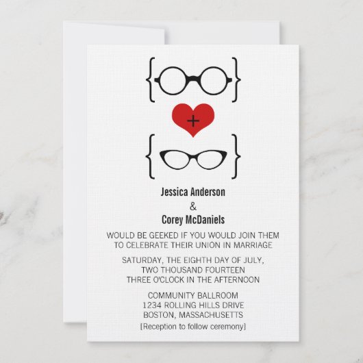 Faire-part de mariage de lunettes Geeky (Devant)