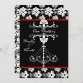 Faire-part de mariage de lustre rouge, noir, blanc (Devant / Derrière)