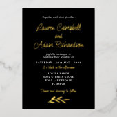 Faire-part de mariage de luxe Black & Gold Foil (Recto)