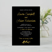 Faire-part de mariage de luxe Black & Gold Foil (Debout devant)