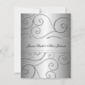Faire-part de mariage de luxe Black Grey Damask (Dos)