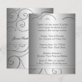 Faire-part de mariage de luxe Black Grey Damask (Devant / Derrière)