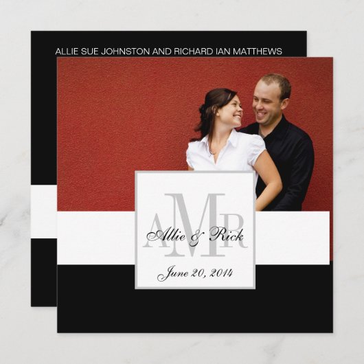 Faire-part de mariage de luxe de monogramme (Devant / Derrière)