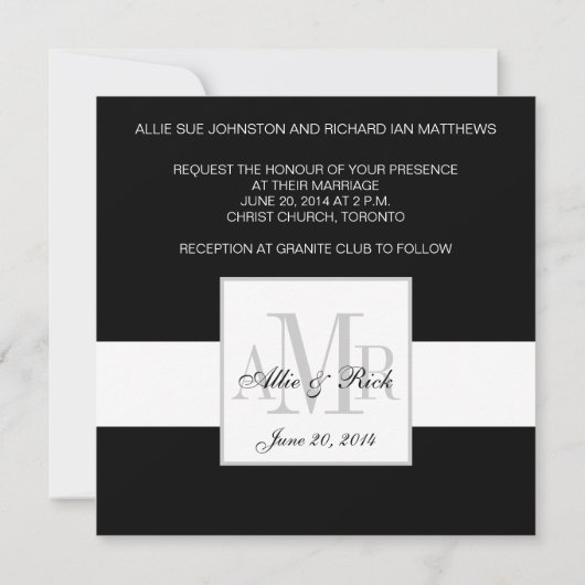 Faire-part de mariage de luxe de monogramme (Dos)