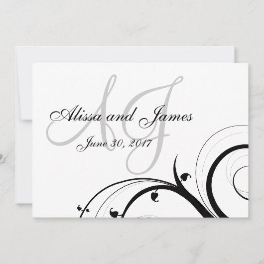 Faire-part de mariage de luxe de monogramme de (Devant)
