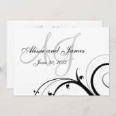 Faire-part de mariage de luxe de monogramme de (Devant / Derrière)