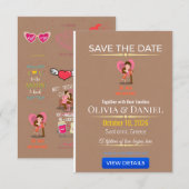 Faire-part de mariage de luxe Destination Save The (Devant / Derrière)