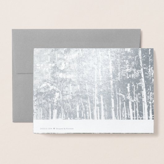 Faire-part de mariage de luxe Foil Silver Trees (Derrière avec enveloppe)