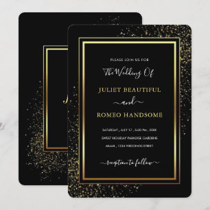 Faire-part de mariage de luxe Golden Frame Black G
