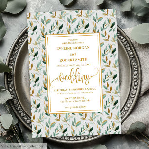 Faire-part de mariage de luxe Hunter Green Gold Fe