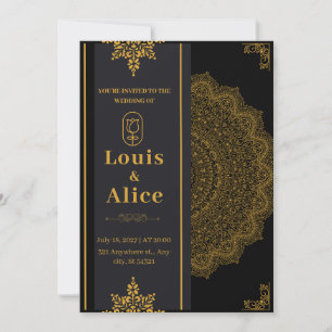 Faire-part de mariage De Luxe Noir Et Or