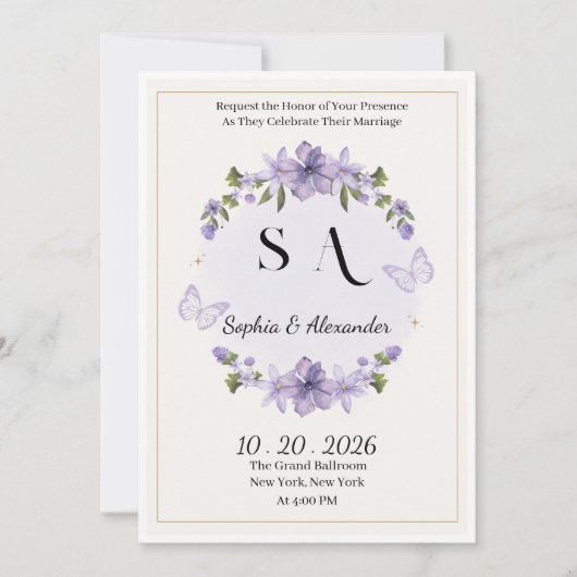 Faire-part de mariage de luxe Sophia & Alexander | (Devant)