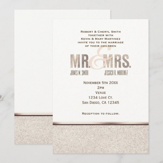 Faire-part de mariage de M. et Mme Champange Spark (Devant / Derrière)