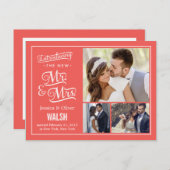 Faire-part de mariage de M. et Mme - Corail (Devant / Derrière)